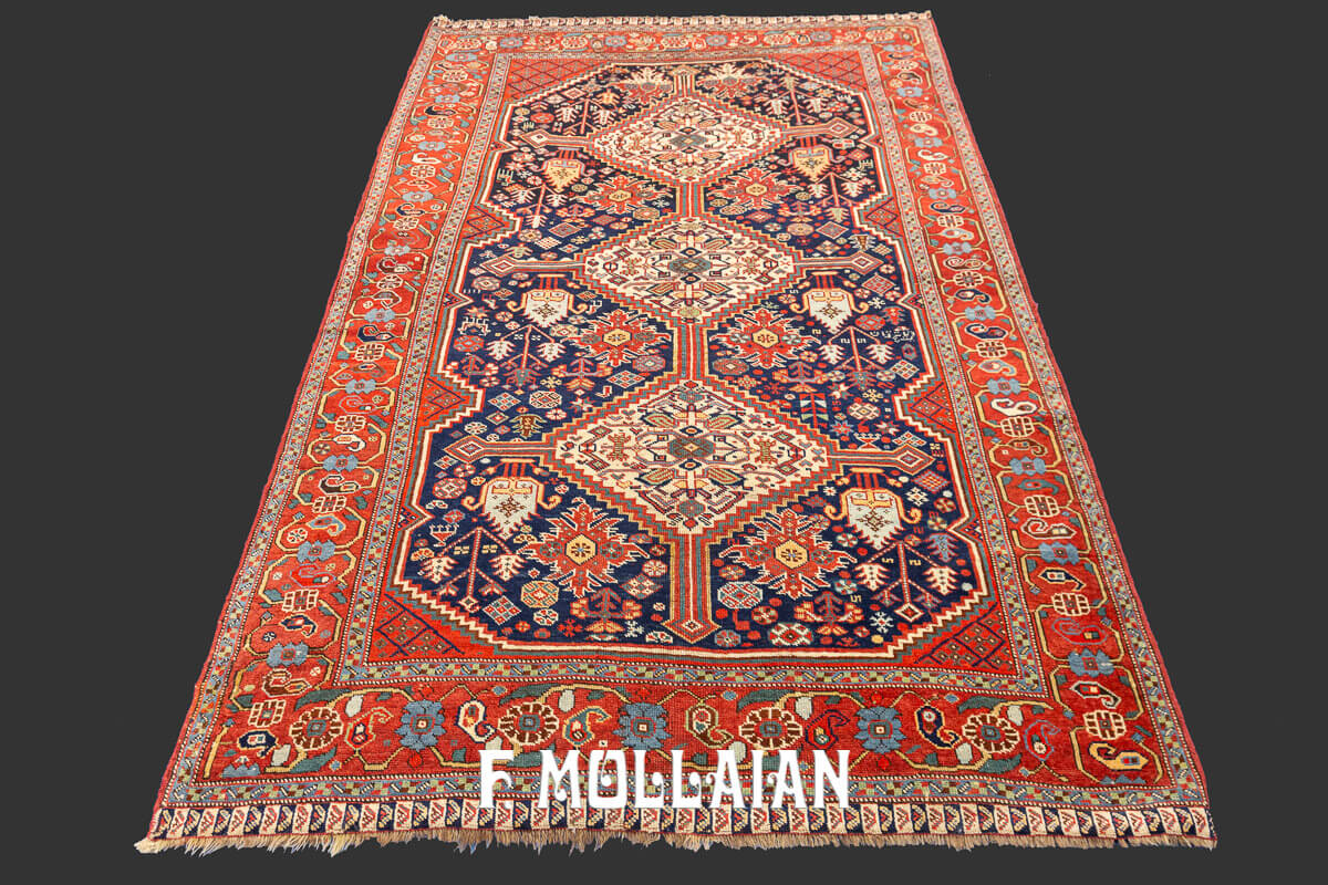 Persian Hand-knotted Antique Khamse Rug (214x134 cm)